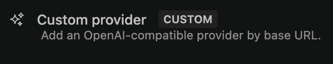 Custom provider button in the Providers tab